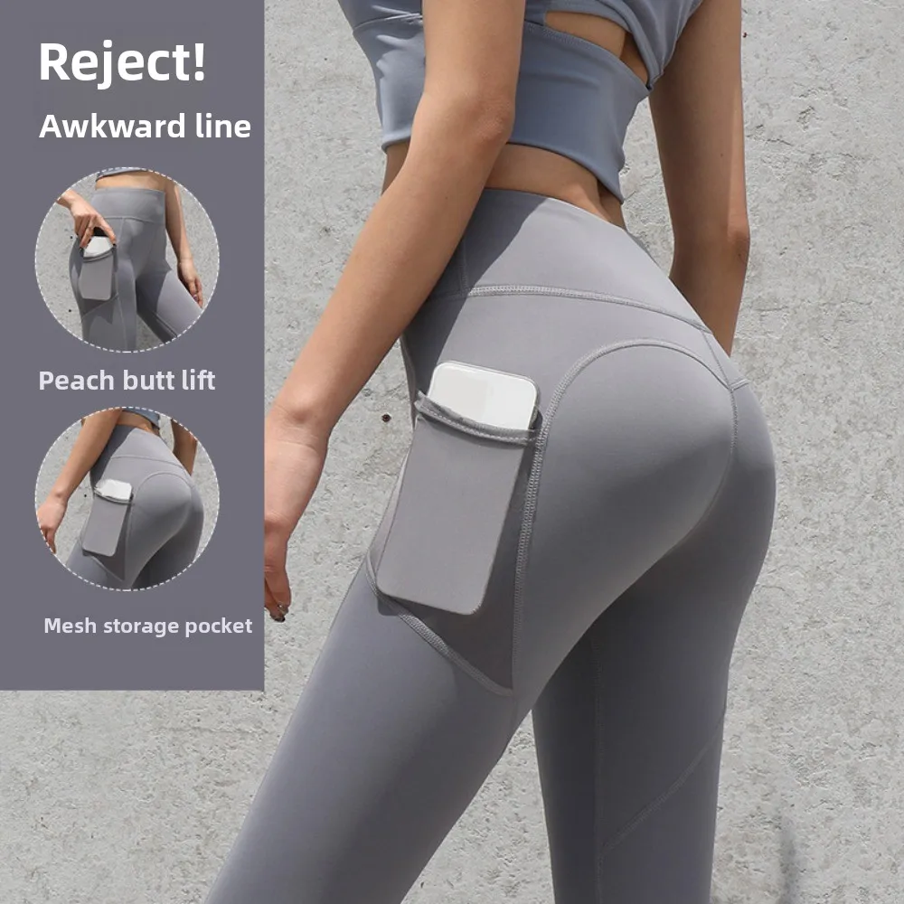 

Leggings Mesh Pocket Yoga Pants Stretchy High Waist Fitness Pants Quick Drying Breathable Sports Pants Yoga