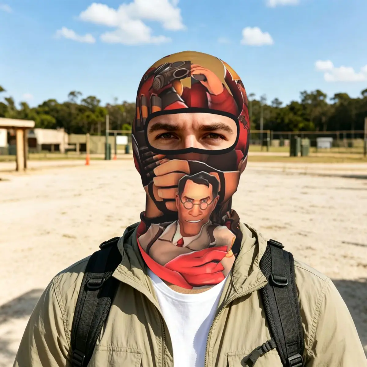 Team Fortress Poster Art Breathable Balaclava Full Face Mask Sun Protection Neck Gaiter For Motorcycle Cycling Fishing Outdoor