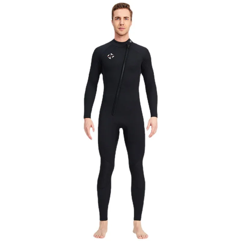 Wetsuit Men 3MM，Thicker Neoprene Diving Suit Front Zip Keep Warm in Cold Water, One Piece Full Body Long Sleeves Dive Swimsuit