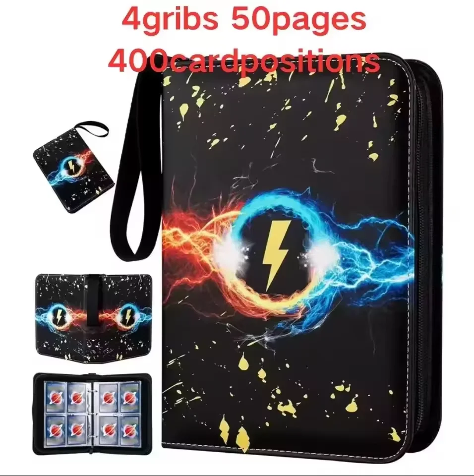 /NUOVO-- 400 pezzi *Poke monedito!! !Album Raccoglitore Tesserino PU Cerniera Album fotografico Porta carte Collezione di giocattoli Cartella Lettere Carte Hobby