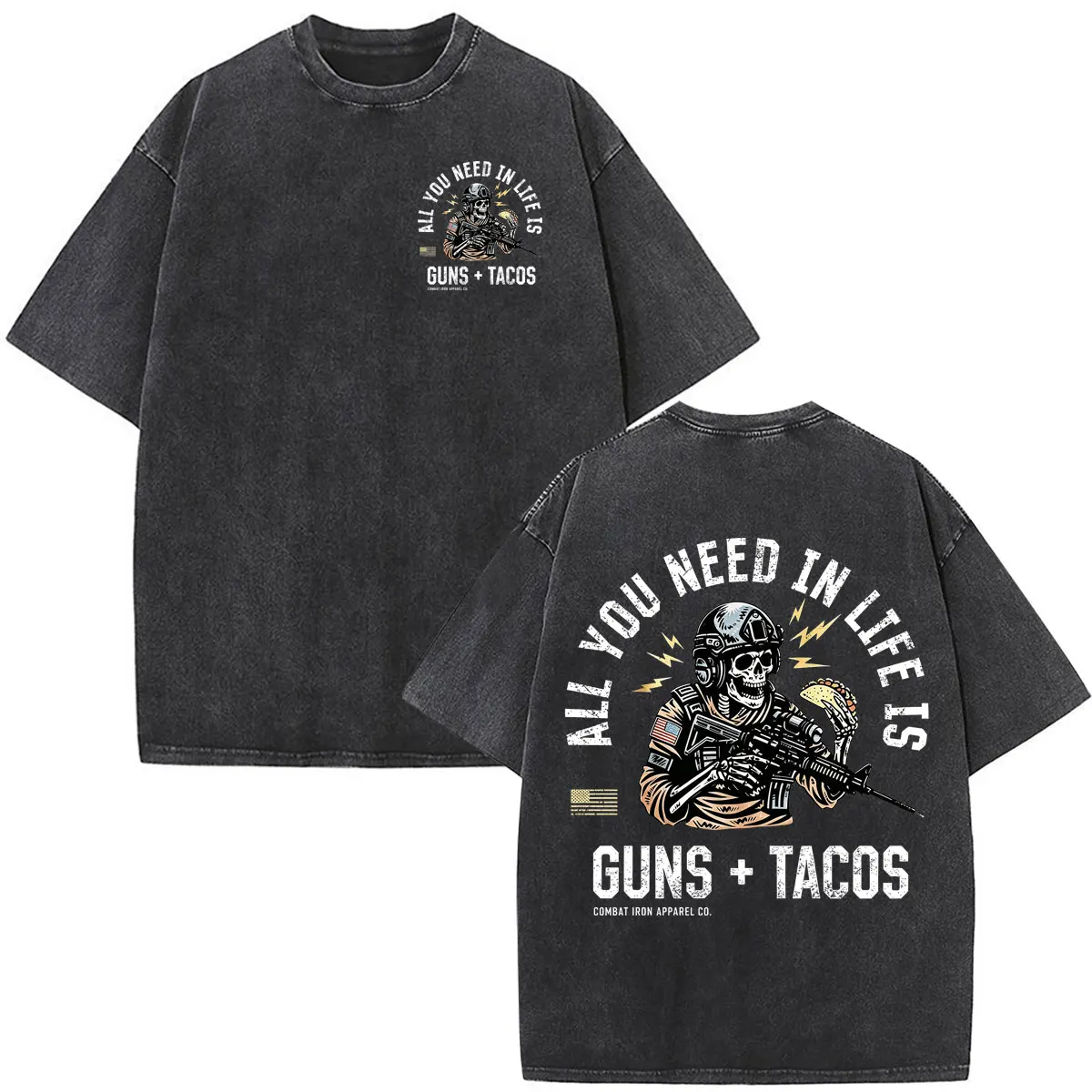 Low in Empathy High in Violence Military Skeleton Washed Vintage T-shirt Men Women Fashion Oversized Short Sleeves T Shirts Tops