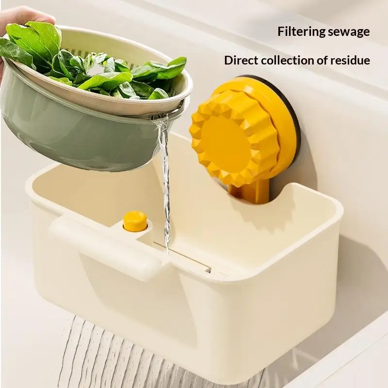 Sink Drain Strainer Basket Sink Washing Basin Anti Leak Filter Basin Suction Cup Rack One Click Press Type Grid Drain Storage
