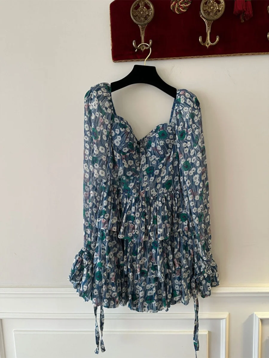 

Элегантное мягкое платье с цветочным принтом в корейском стиле, длинное, зимнее, женское, роскошное, в стиле «сладкий и пикантный»