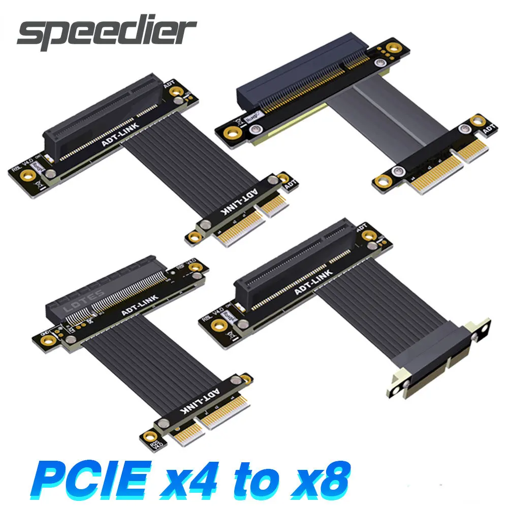 

PCIE X4 к X8 Удлинительный кабель PCIe 4,0 высокоскоростной стабильный 8X 4X переходник Кабель EMI экранированный 1U GPU удлинитель перемычка для видеокарты