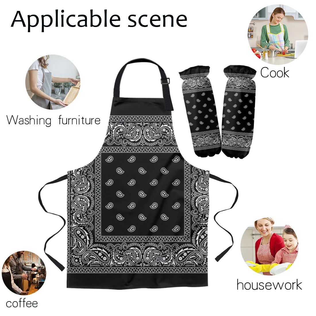 Bandana Pattern Apron Kitchen Baking Accessories Kitchen Bib for Cooking Apron Cuff Kit Aprons for Woman Kid