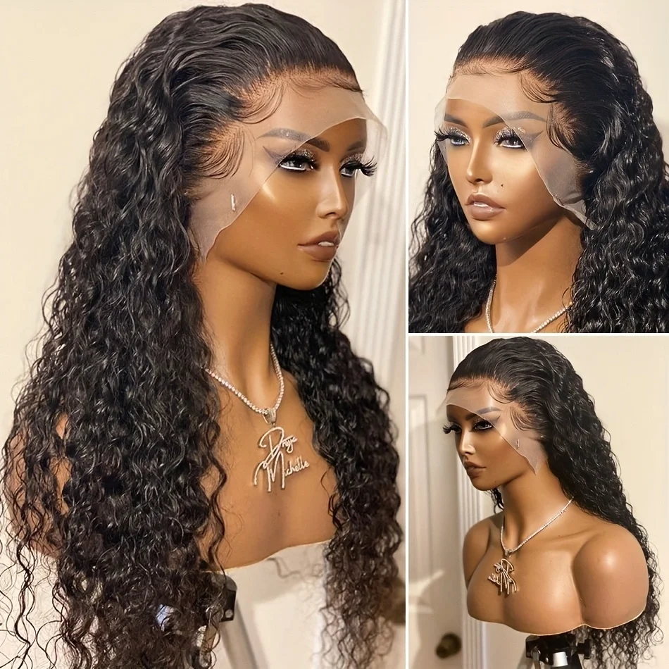

180 Density Black 26Inch Kinky Curly Lace Front Wigs For Women With Baby Hair Synthetic Fiber Deep Part Daily Wear Wigs