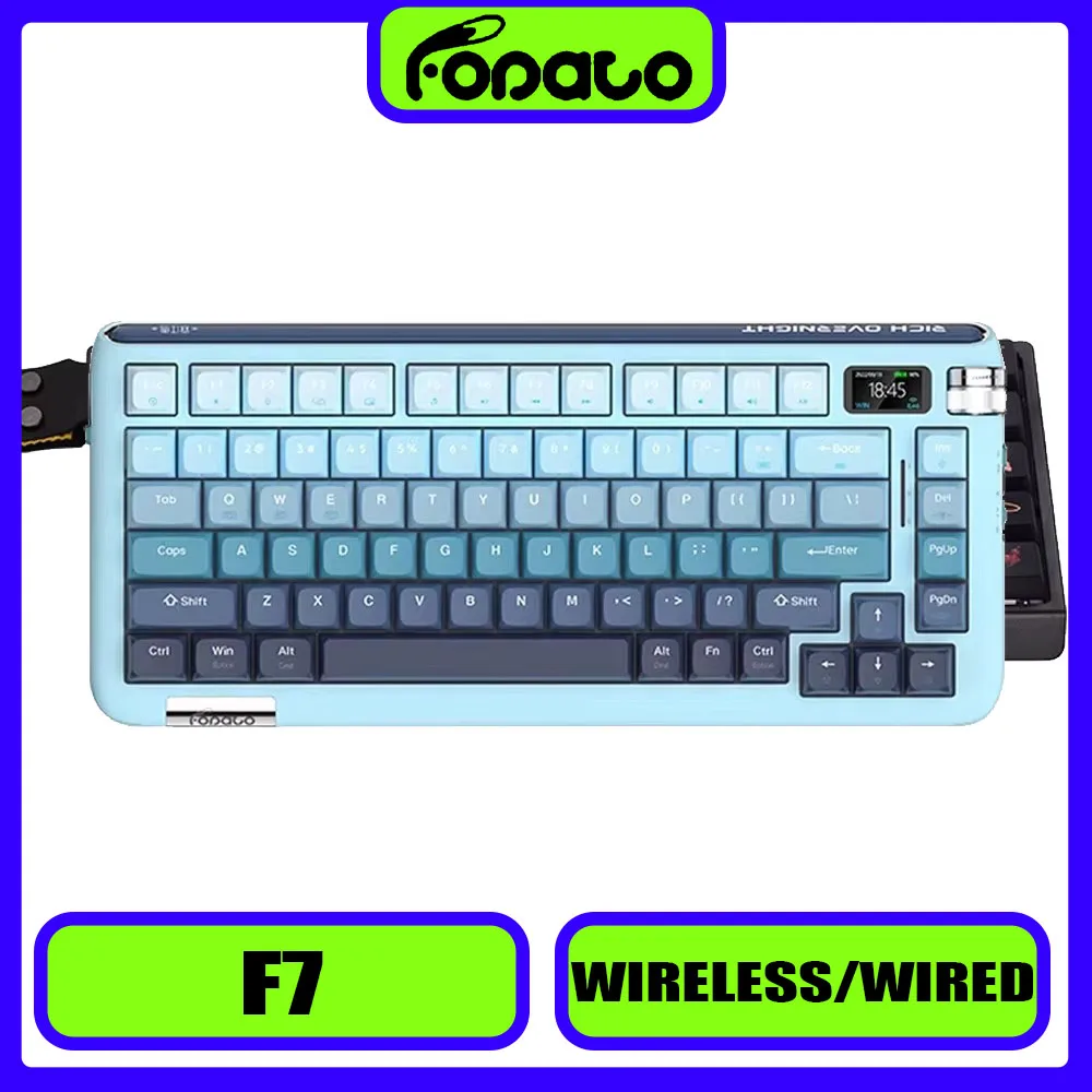 

FOPATO F75 Mechanical Keyboard Multifunctional Knob Three Mode Smart Screen Low Delay Gaming Keyboard Hot Swap Gasket PC Gift