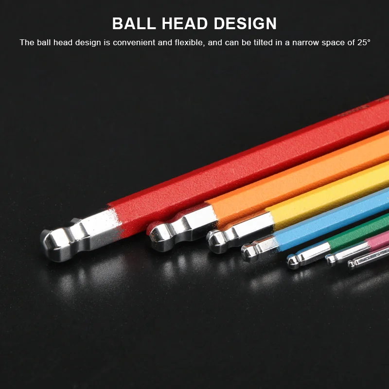 7Pcs Bicycle Hex Key Set Colorful Hexagon Spanner Flat Ball Opening Wrench MTB Road Bike Repair Tool Kit 1.5/2/2.5/3/4/5/6mm