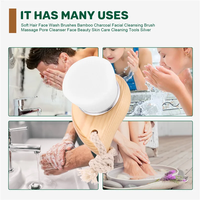 

AD-Soft Hair Face Wash Brushes Bamboo Charcoal Facial Cleansing Brush Massage Pore Cleanser Face Beauty Skin Care Cleaning Tools