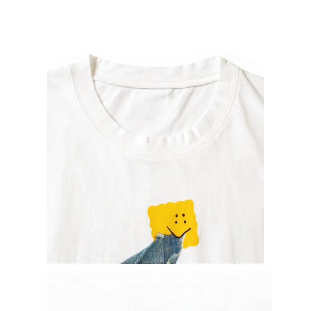26SS KAPITAL HH Hirata and Hongri Tees Casual Cotton Denim Print Loose Round Neck Short Sleeved