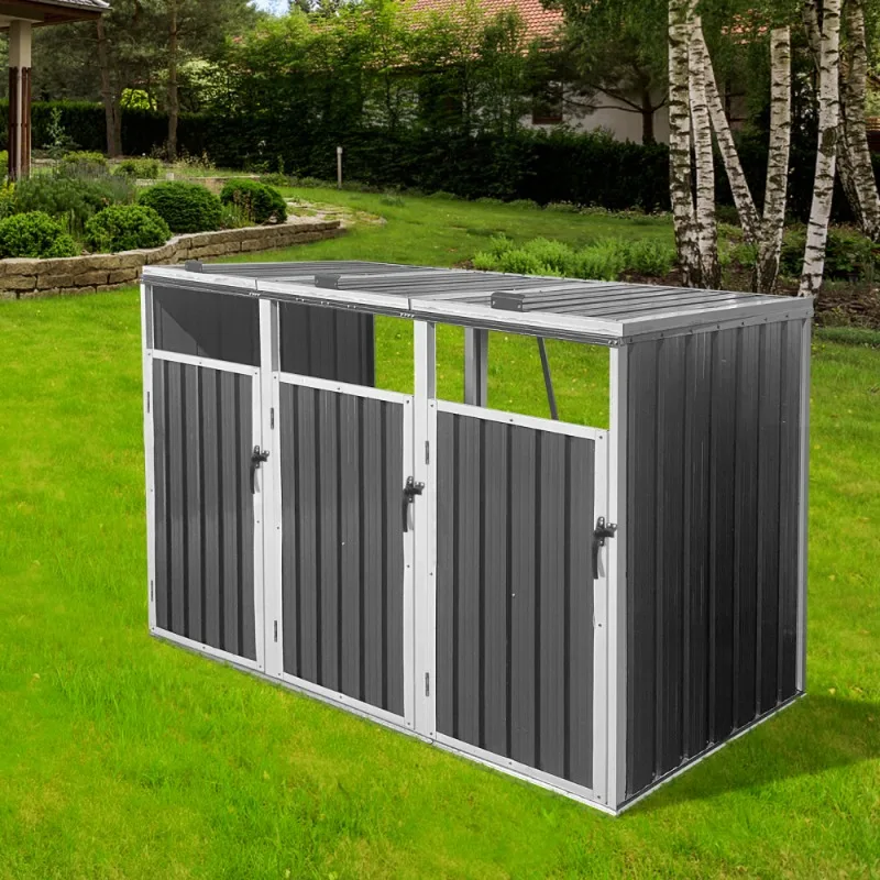 

Outdoor Garden Storage Shed Metal Weatherproof Multi-Functional Cabinet with Double Doors Backyard Patio Organizer