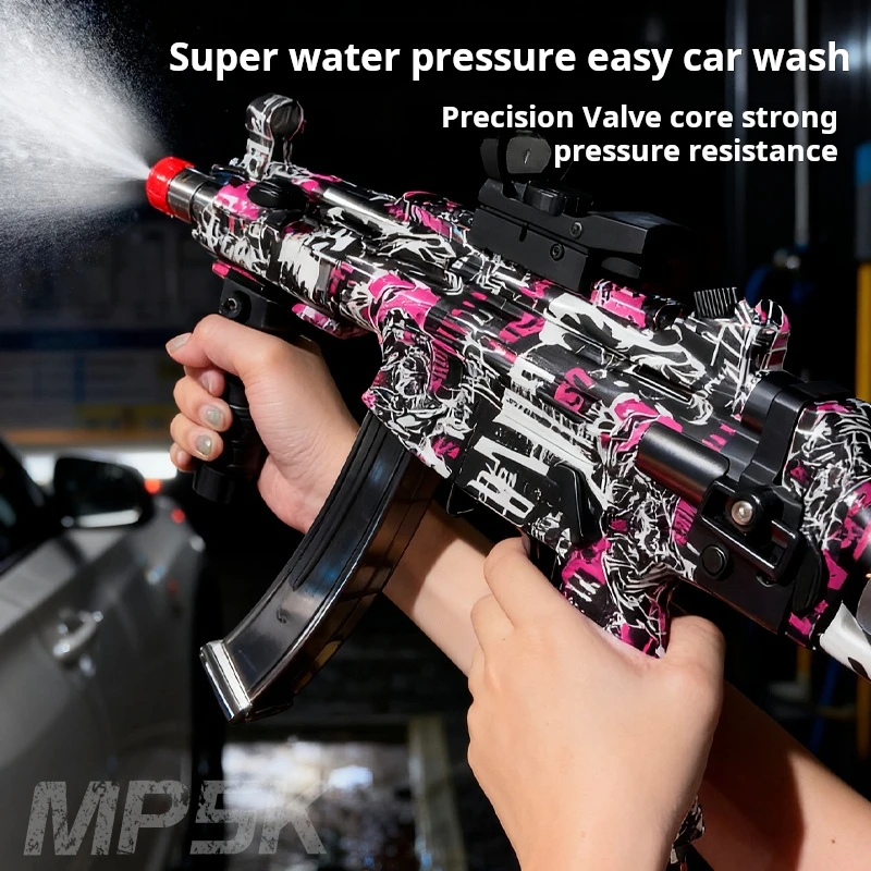 Pistola de agua para lavado de coches de juguete estilo MP5K, pulverizador de limpieza al aire libre divertido, Blasteer con pulverizador de alta presión, regalo genial para adultos