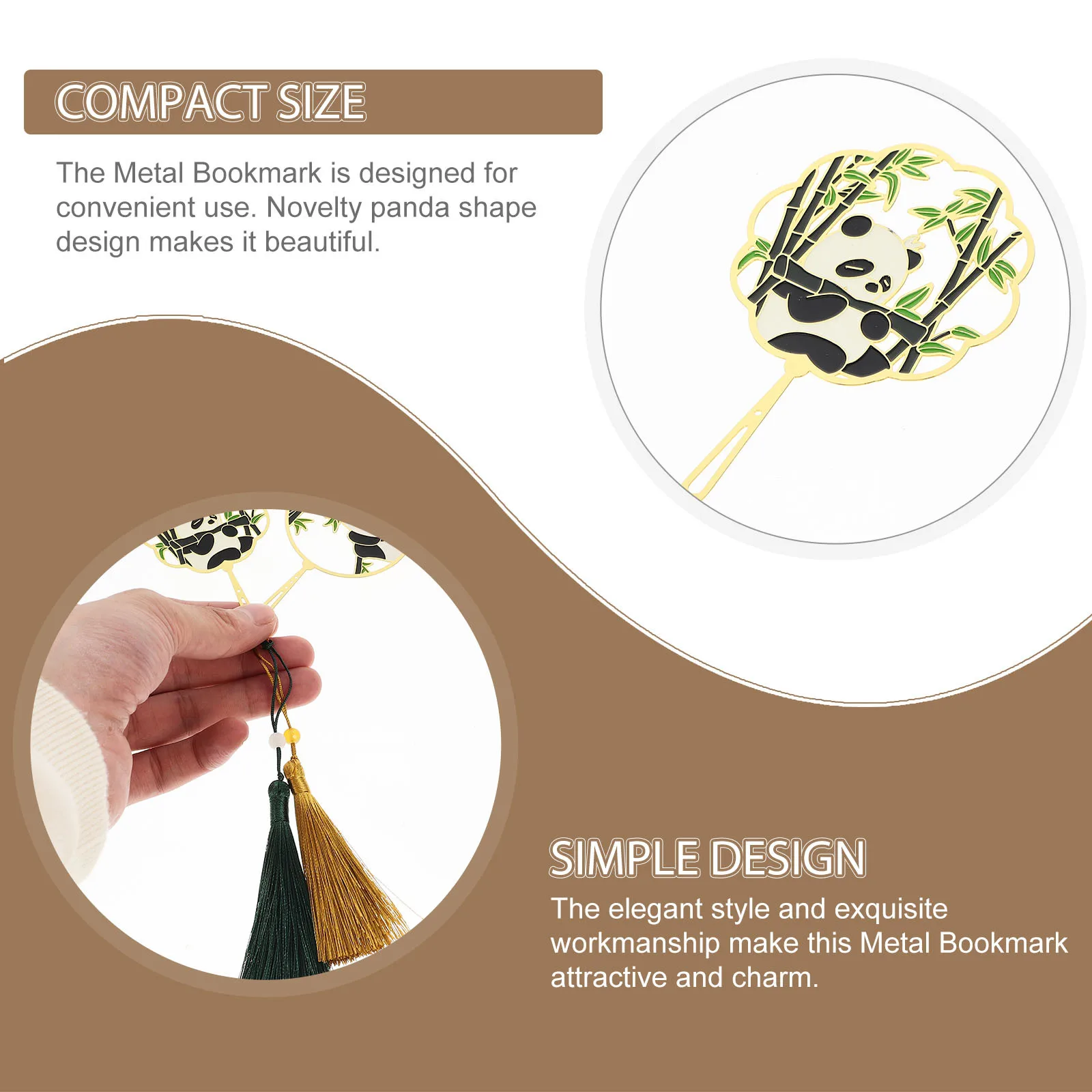 2Pcs 금속 팬더 북마크 독특한 만화 모양 책 페이지 마커 어린이를위한 휴대용 독서 마커 학생 사무실 사용