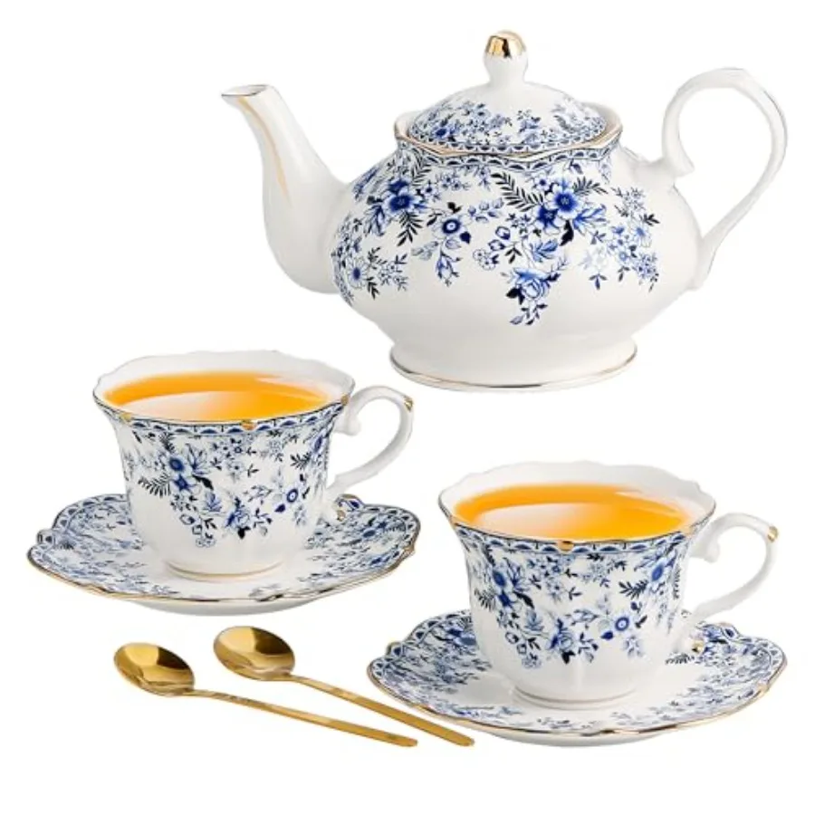 

TATSUMI Country Roses Porcelain Tea Set, European Ceramic tea set for one or two, Vintage Style, For Women and Tea Parties