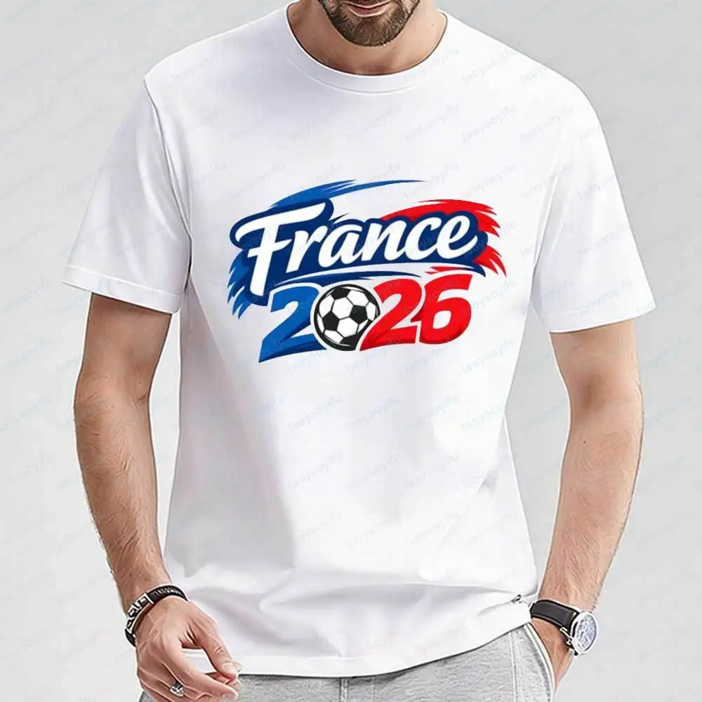 

Men's 2026 Soccer France Graphic T-shirt Casual Cotton Short Sleeve Football Tee Summer Fashion Streetwear Tops Graphic T Shirts