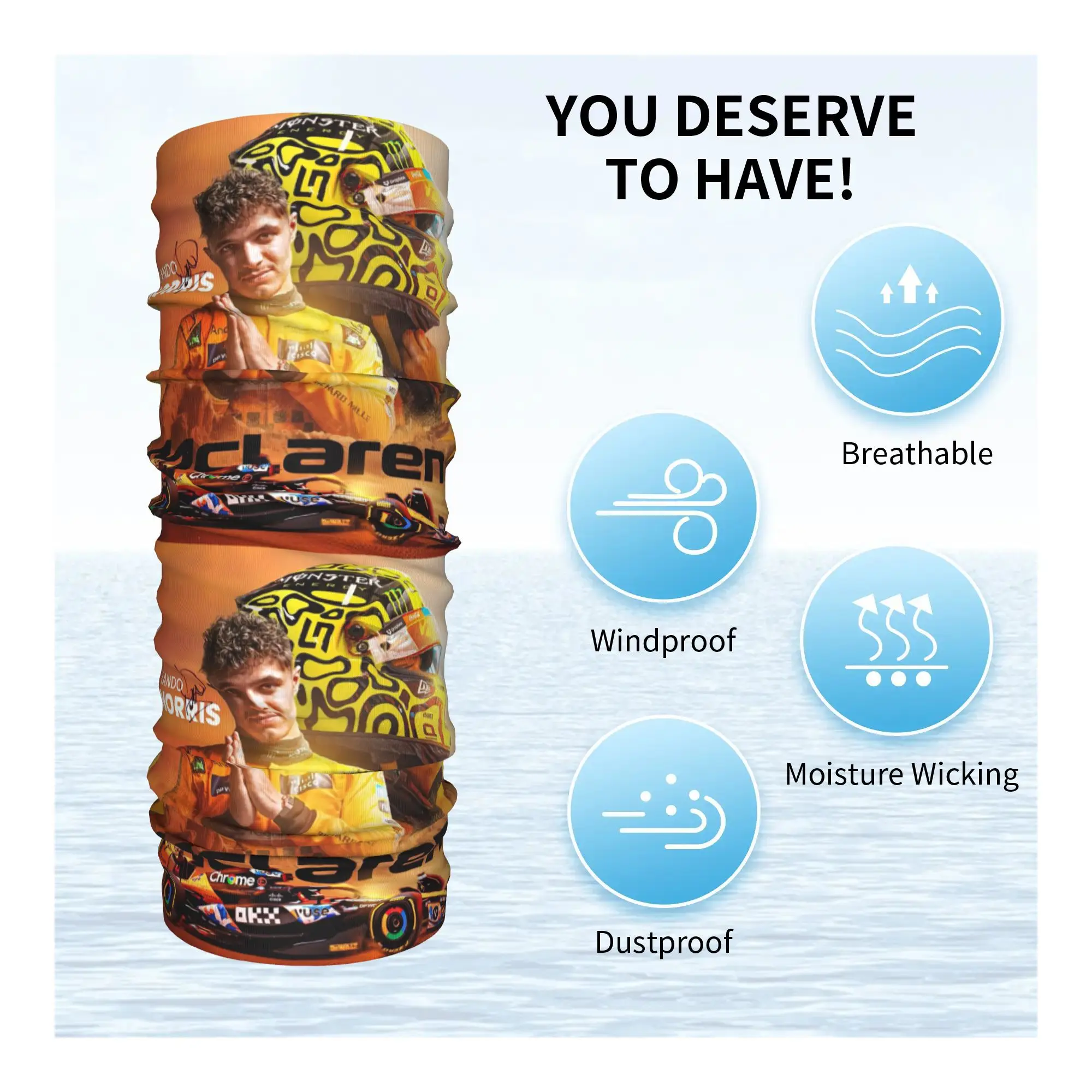 สูตร 1 Lando Norris ผ้าพันคอคอ Gaiter พิมพ์ผ้าพันคอ Multi-use Balaclava ขี่สําหรับผู้ชายผู้หญิงผู้ใหญ่ All Season