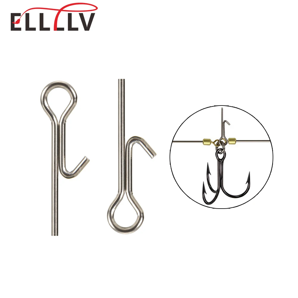 ELLLV 50/100/200pcs Stainless Steel Fishing Soft Lure Stinger Spike Treble Hook Connect Pins Assist Fixed Fishing Accessories