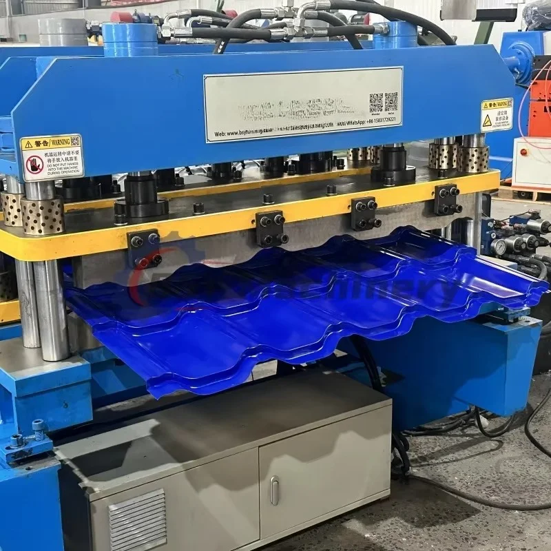 Popular Metal Sheet Glazed Tile Roll Forming Machine 1100 With Engine Gearbox Bearing Motor Pump For Roof