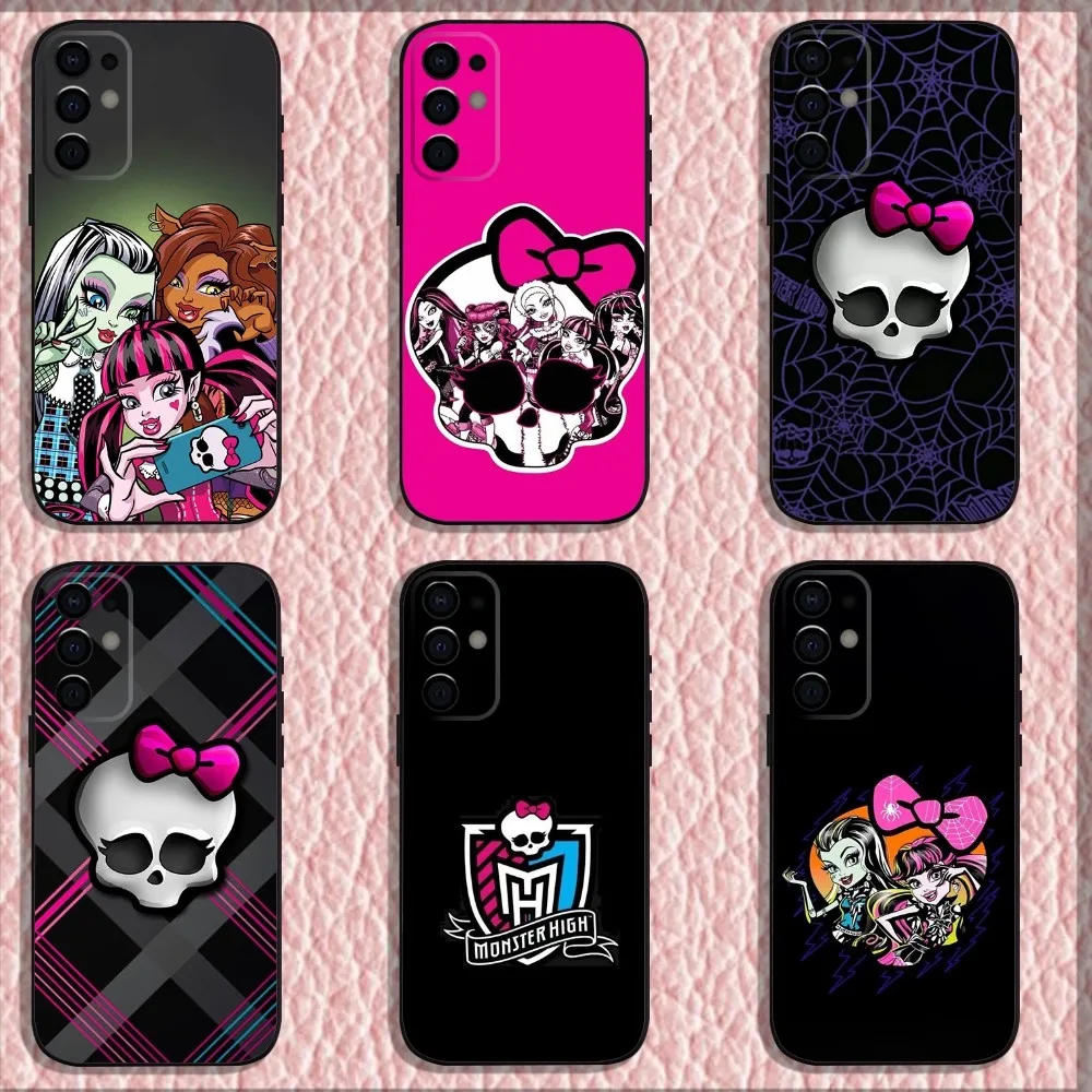 Cartoon M-Monster H-High Phone Case For Samsung S24,S21,S22,S23,S30,Ultra,S20,Plus,Fe,Lite,Note,10,9,5G Black Soft Shell