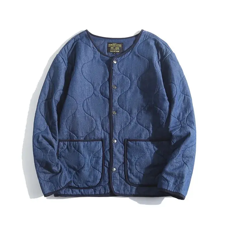 

Мужская джинсовая куртка в стиле ретро, свободного кроя, повседневная, из хлопка, без подкладки, стеганая, цвет хаки, в американском стиле