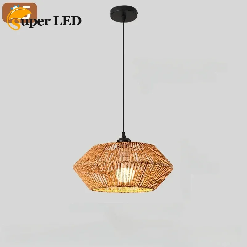 

1pc Natural Simple Hand Weaved Pendant Light Ceiling Rattan Hanging Chandeliers Shade Creative Farmhouse Hanging Lamp Home Decor