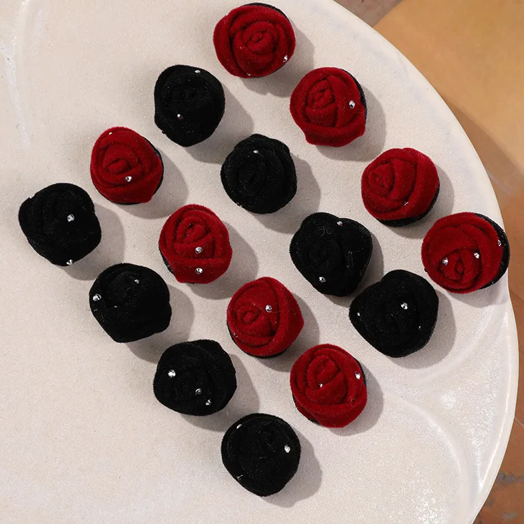 2pcs Lovely hair accessories fall/winter velvet rhinestone rose bud diy handmade hair clips hair accessories