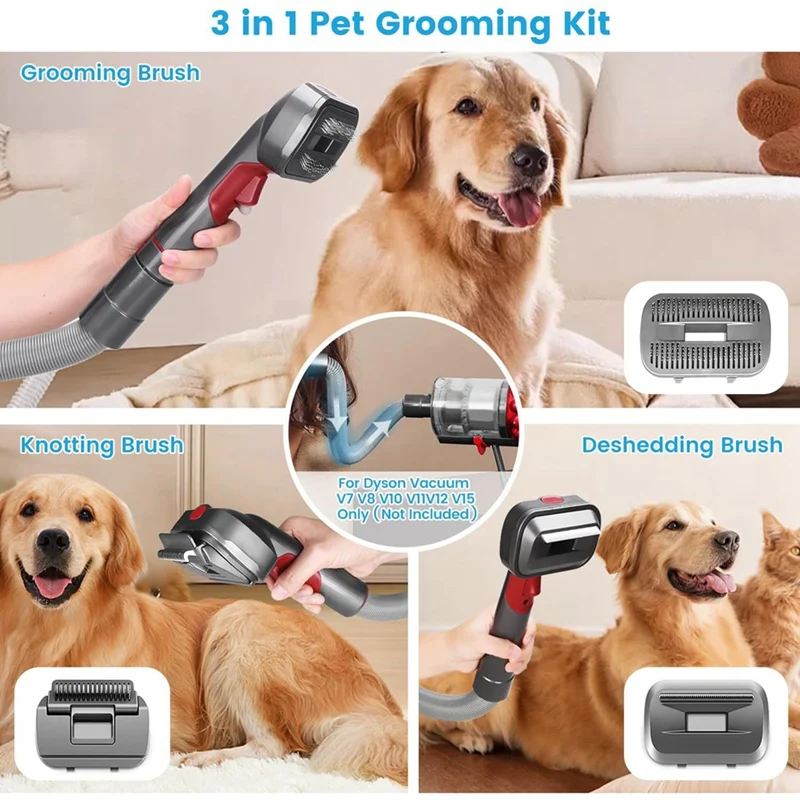 Imagem -05 - Pet Dog Grooming Kit Dyson Vacuum v7 v8 V10 V11 V12 V15dog Deshedding Acessório de Escova