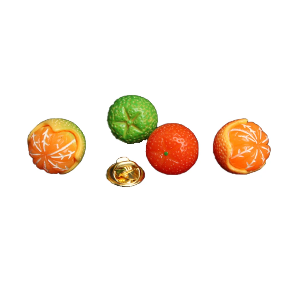 Vitality Orange Set Mini Resin Brooches Simulated Auspicious Brooch Fruit Based Cute Pin Accessory Peel Off The Orange Badge