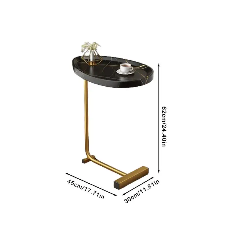 Stolik boczny w kształcie litery C Sofa kawowa Stolik boczny do herbaty Przesuwany pod sofą Stolik Rustykalny stolik do herbaty z przekąskami Wąska