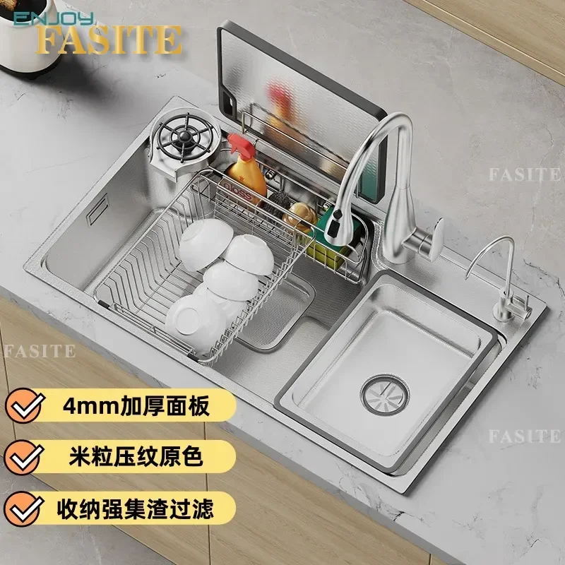 For Brand Kitchen Sink 304 Stainless Steel Japanese Style Integrated Vegetable Basin Primary Color No Coating Durable