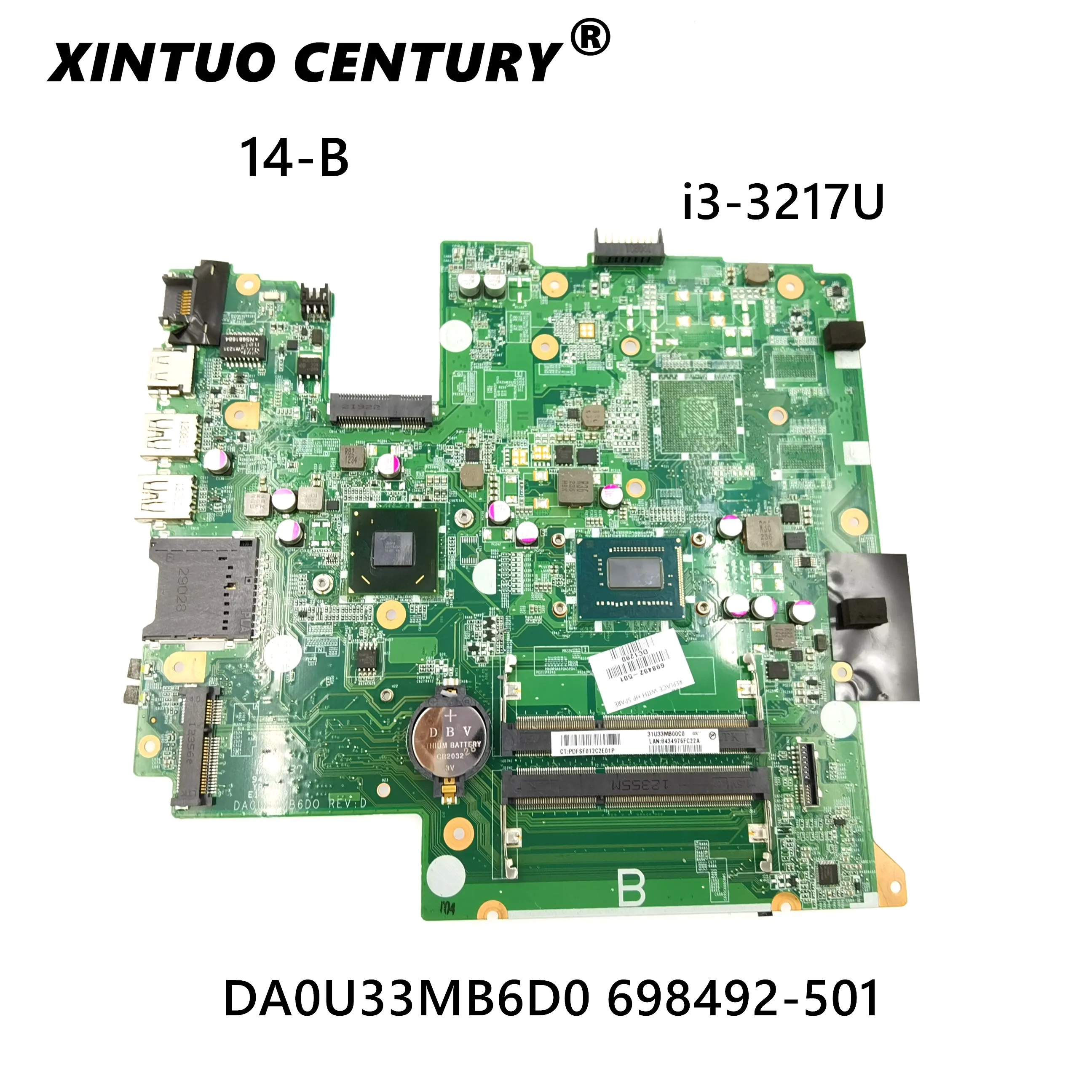 698492-001 698492-501 698492-601 For HP Pavilion Sleekbook 14 14-B Laptop Motherboard DA0U33MB6D0 HM77 I3-3217U DDR3 100% Tested