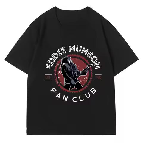 2025 Hip Hop Eddie Munson Fan Club Merch T Shirt Men Women Clothes Demogorgon Cannibal Flower Monster T-shirt Short Sleeve Stree