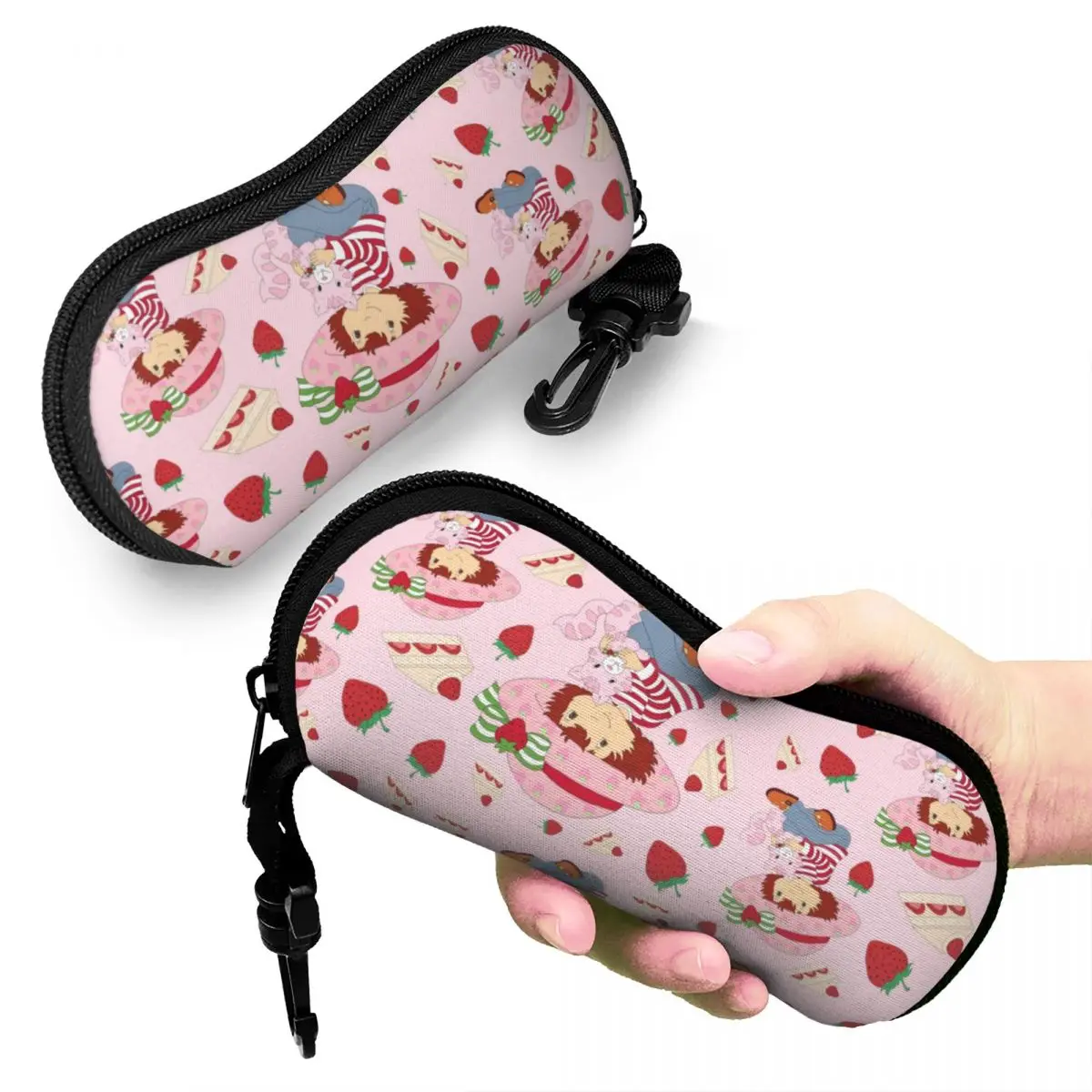 Kawaii Strawberry Glasses Case New Zipper Pink Cat Sunglasses Protector Office Eyewear Container