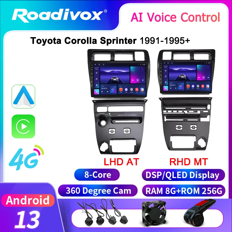 roadivox Android car radio for Toyota Corolla Sprinter 1991 1995 GPS Navigation video Multimedia Player tape recorder