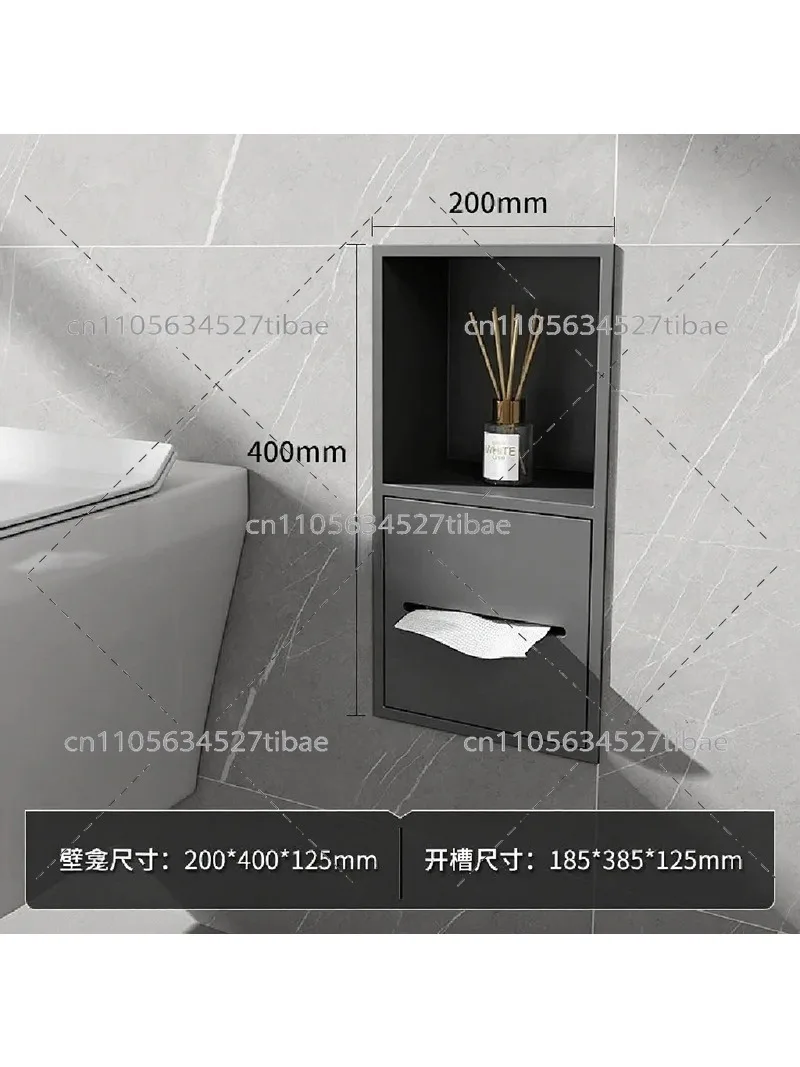 Stainless Steel Recessed Bathroom Storage Cabinet Wall Niche Toilet Paper Holder Organizer