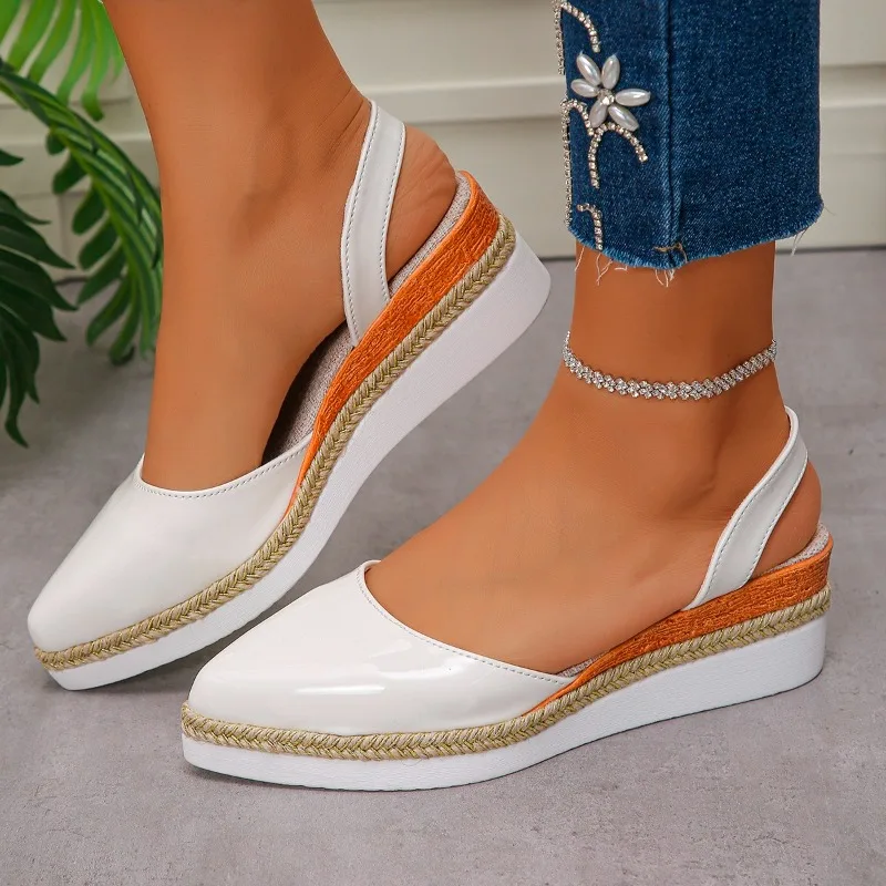 Women's Slingback Sandals 2026 Mid Heels Pointed Toe Closed Toe Sandals Wedge Breathable Casual Comfortable Shoes for Women image 2