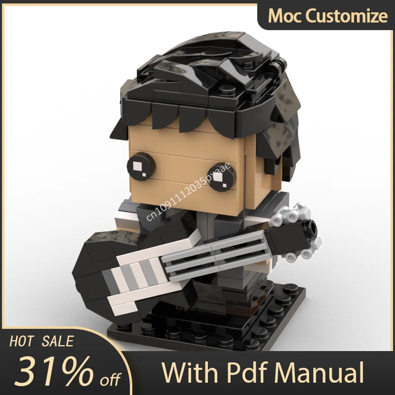 183 sztuk Moc dostosuj Guitarrist Brickheadz zestaw klocków budowlanych DIY kreatywny montaż cegieł zabawki dla dzieci urodziny prezenty świąteczne