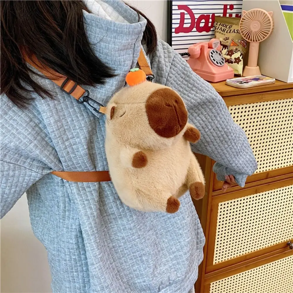 New Capybara Plush Backpack Capybara Crossbody Bag Handbag Soft Warm Capybara School Bag for Girls Birthday Christmas Gifts