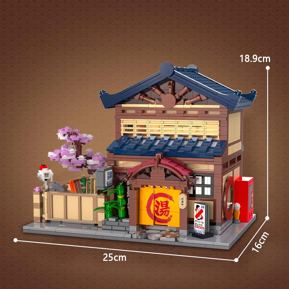 Japanische Street View Bausteine Tee Haus Brötchen Haus Café Shop Architektur Modell Ziegel Kinder DIY Spielzeug Urlaub Geschenke