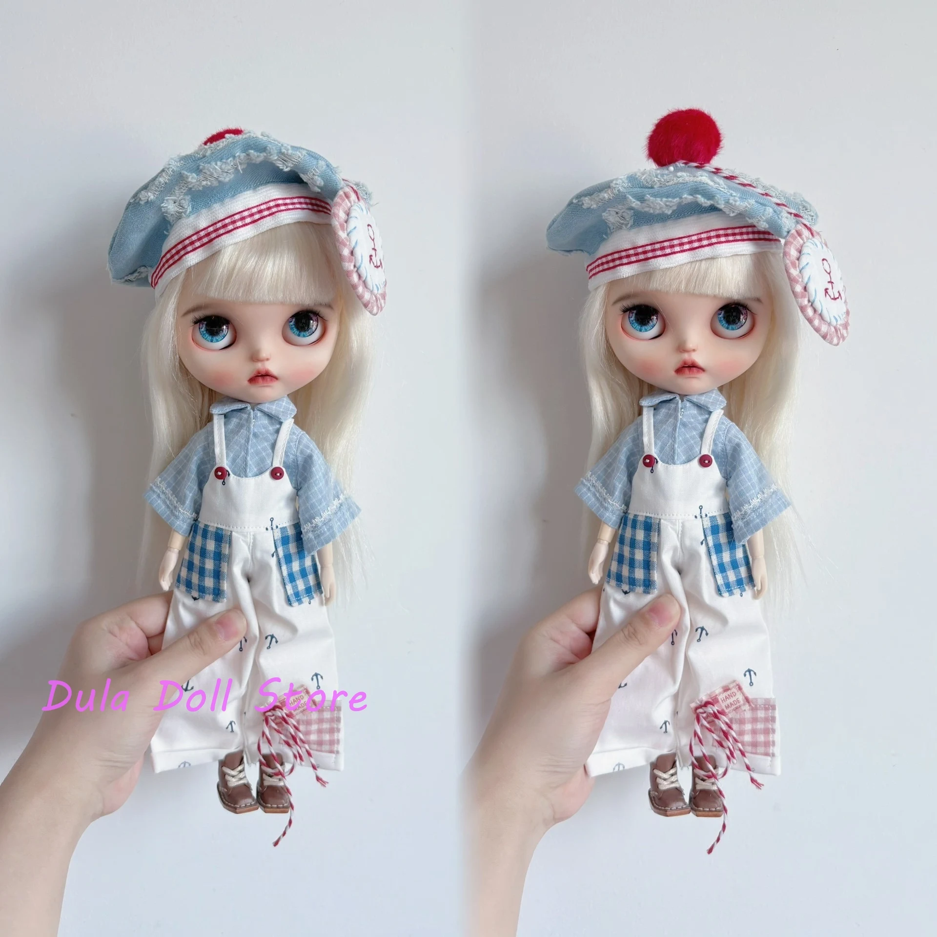 Dula Doll Clothes and dress Blue shirt white suspenders little sailor sui Blythe ob24 ob22 ICY JerryB 1/6  Doll Accessories