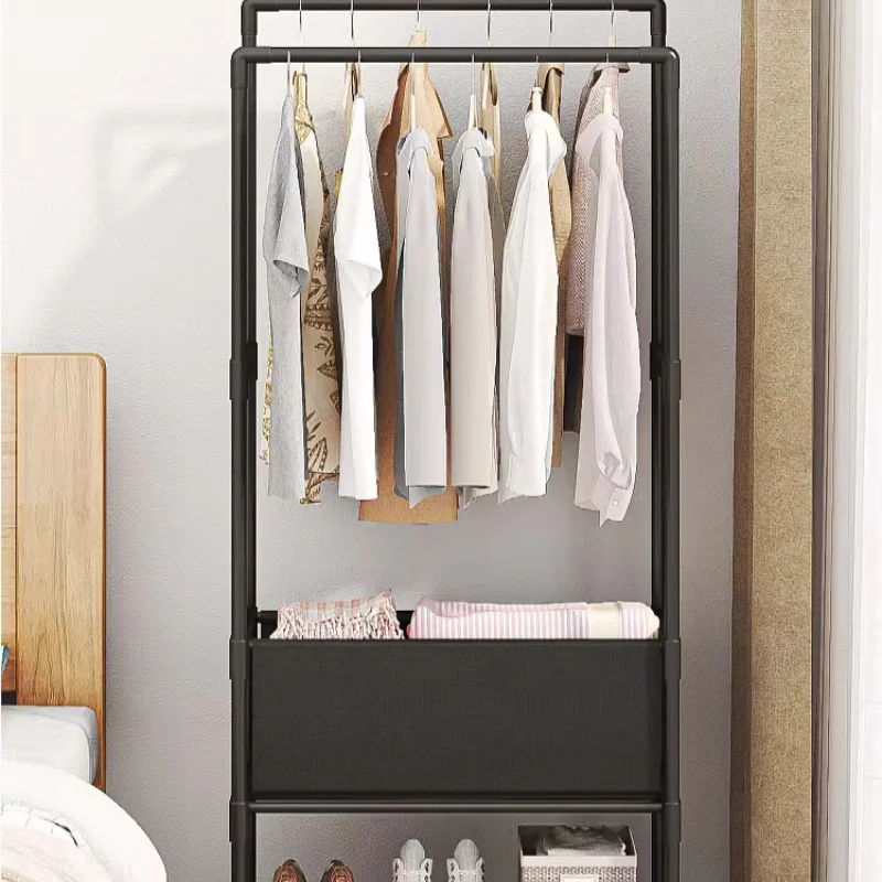 

Customizable Movable Clothes Storage Rack Floor Hanger Wheels Activity Hangers Wardrobe Coat Shelves Stand Storage Wardrobe