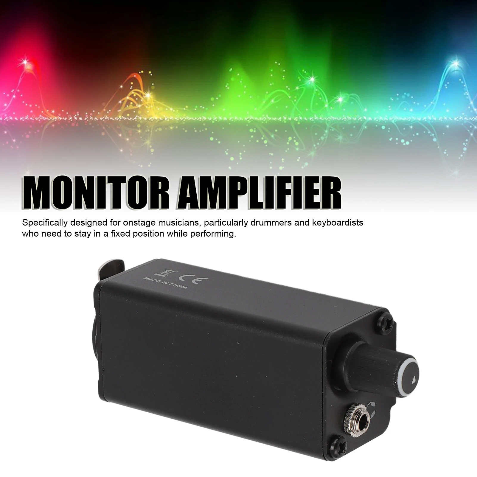 

Headphone Amp Monitor Amplifier Volume Control XLR Input 3.5mm Stereo Jack with Waist Clip for Drummer Keyboardist