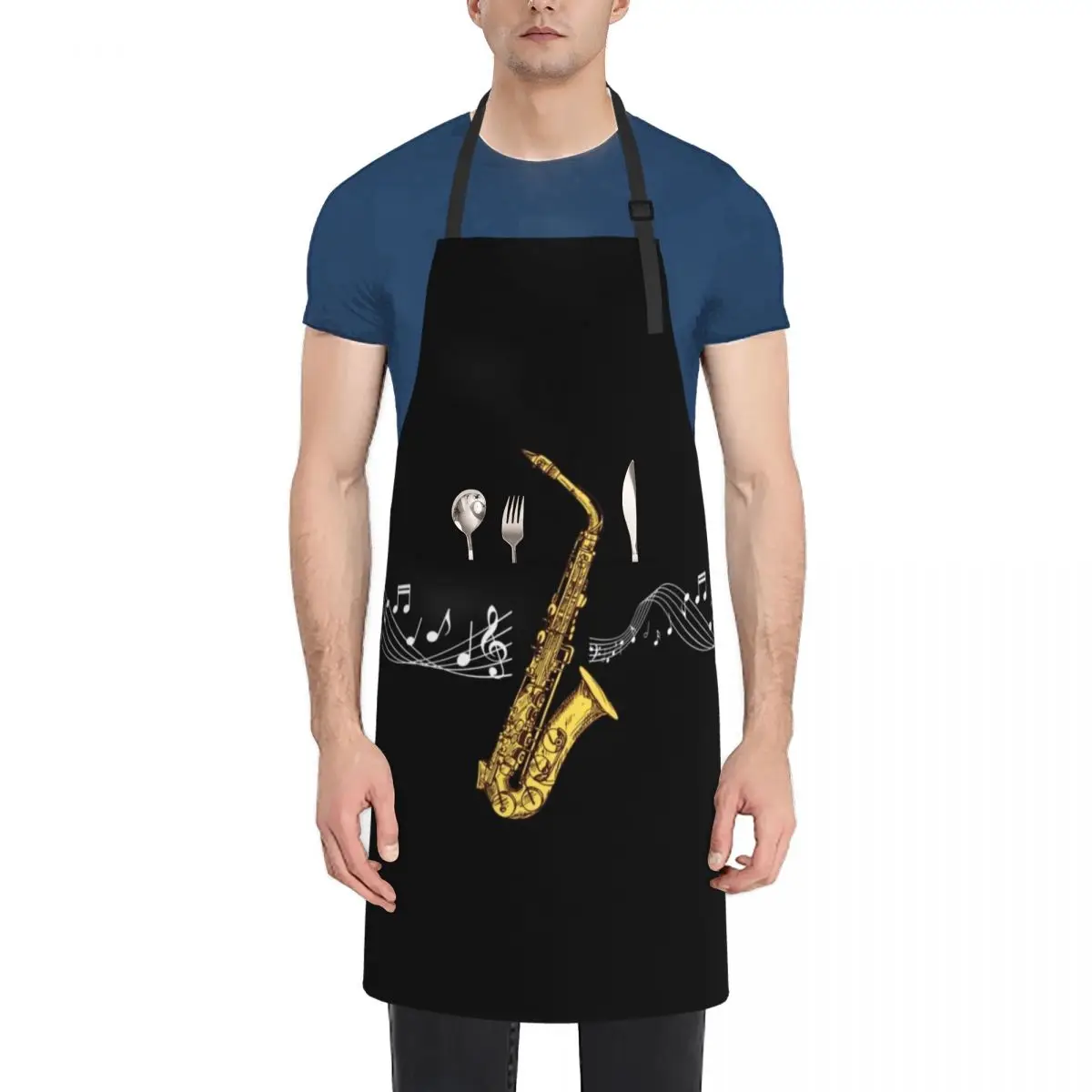 Saxophone with music notes. Sax. Gifts for Music Lovers Apron Womens Dresses for women with pocket Customizable men Apron