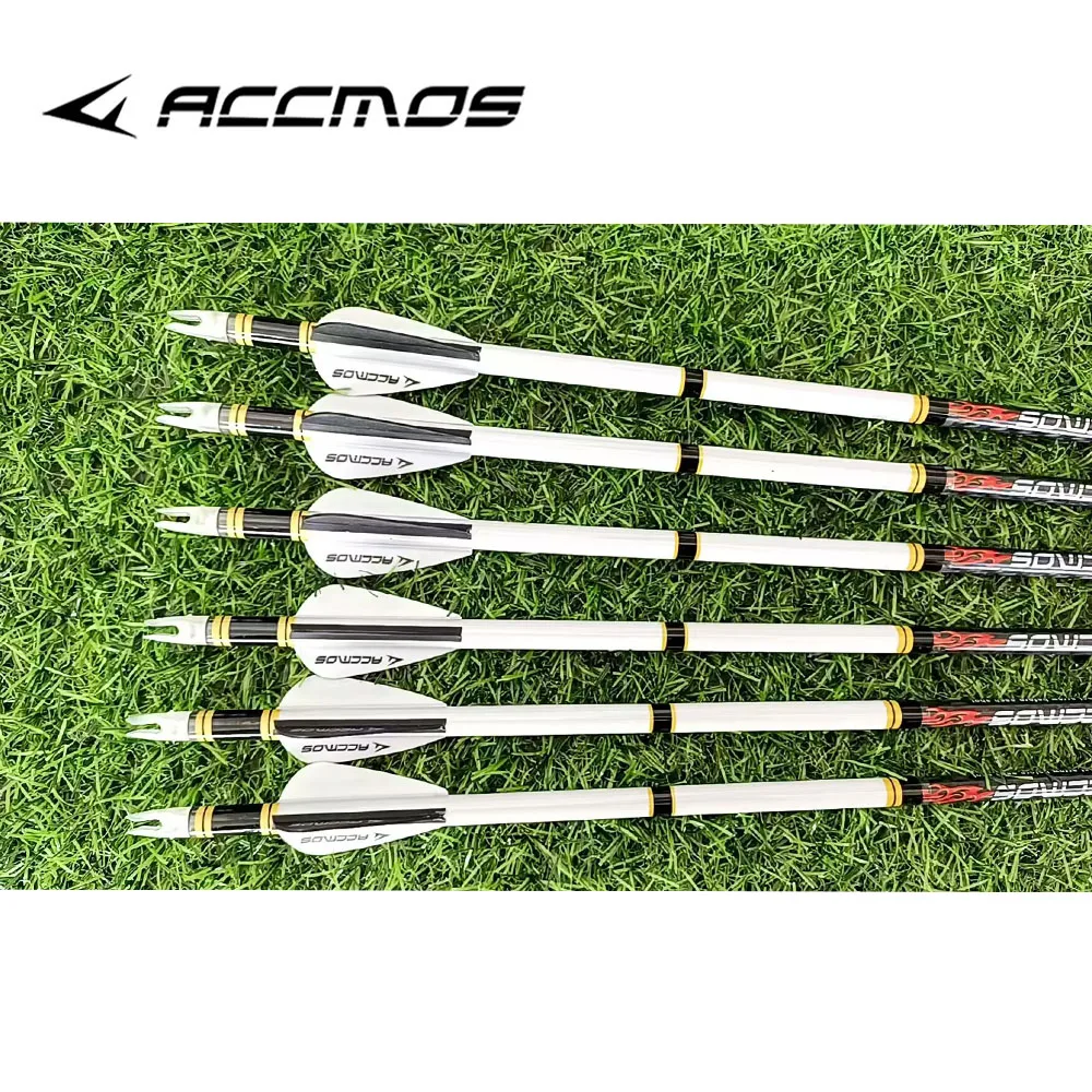 ACCMOS 12 Uds 3K Flecha de carbono puro ID 6,2mm 31 pulgadas columna 200 250 300 350 400 500 para tiro con arco caza tiro