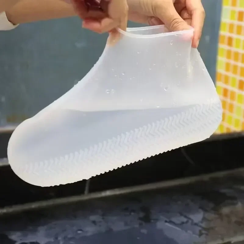 Reutilizável engrossar sapatos de silicone à prova dwaterproof água cobre antiderrapante resistente ao desgaste tênis capa de bota de chuva protetor para dias chuvosos praia