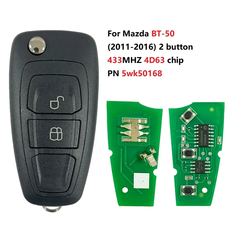 CN026049 Aftermarket PN 5wk50168 Flip key for Mazda BT-50 (2011-2016) 2 button 433MHZ 4D63 Chip