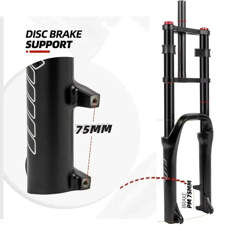 20x4.0 Bike Air Suspension Front Fork 135mm Spacing Wide Tire High Strength Electric MTB Fork
