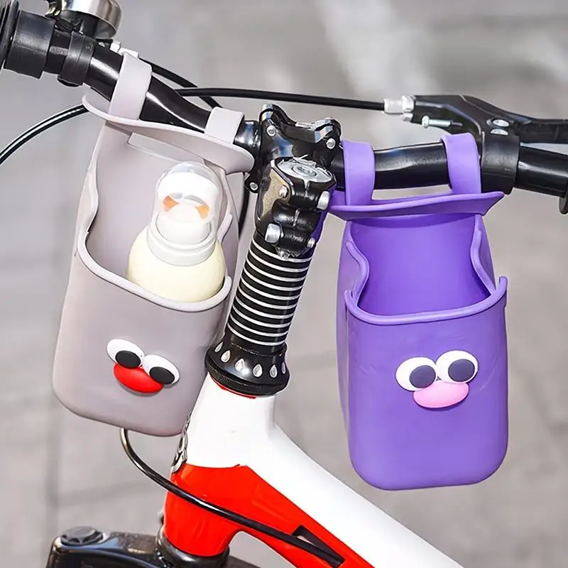 Soft Silicone Stroller Cup Holder Cute Cartoon Face Design for Baby Stroller Car Seats Outdoor Daily Use