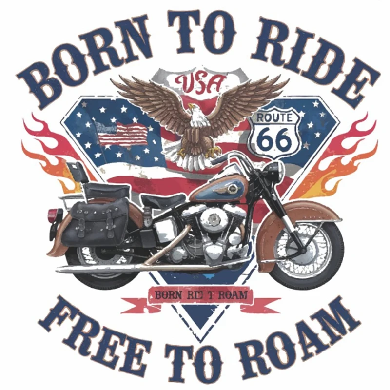 Classic Iconic Route 66 Emblem Eagle Motorcycle T-Shirt 100% Cotton O-Neck Short Sleeve Summer Casual Mens T-shirt Streetwear