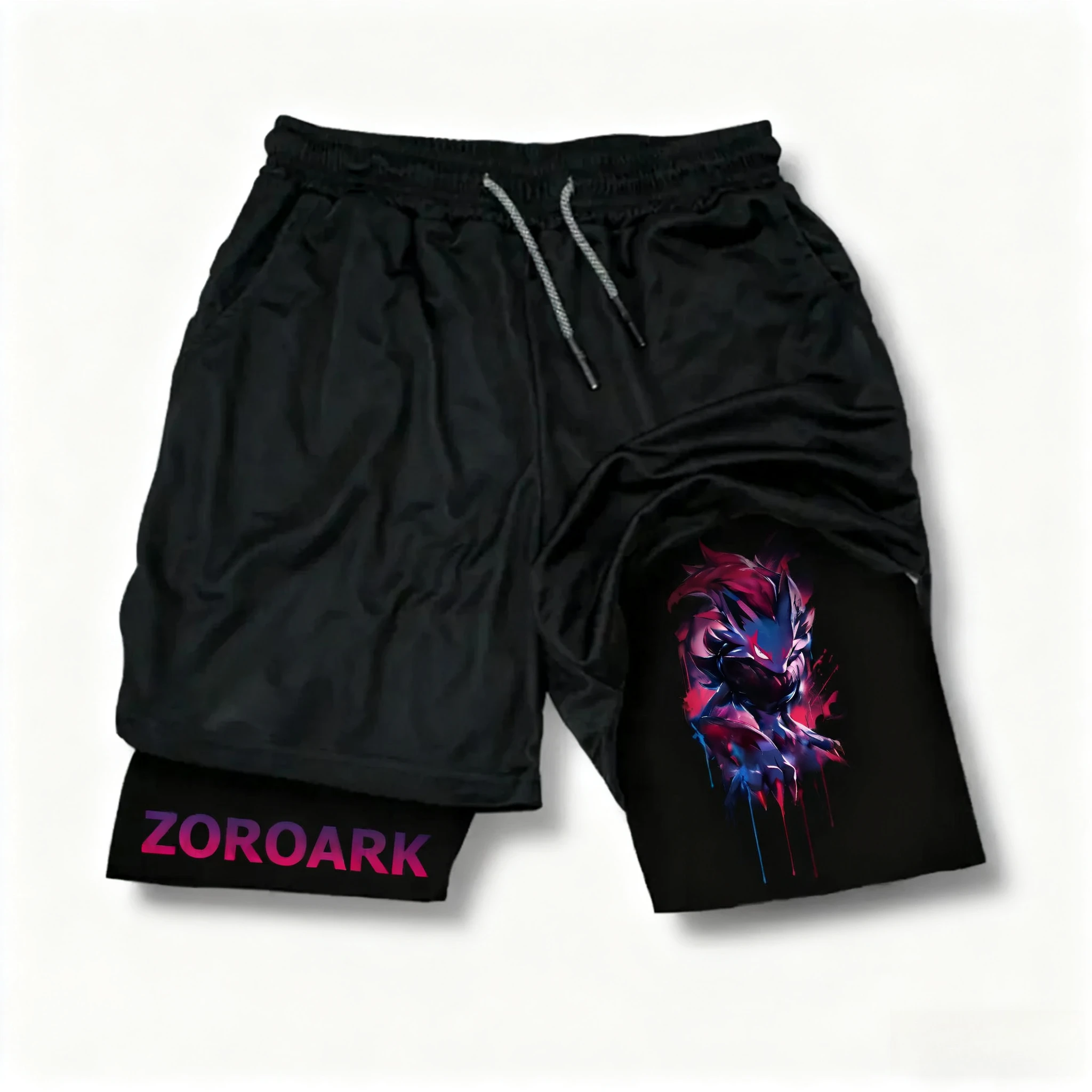 pokemon-moda-dupla-camada-shorts-2025-verao-novo-desenho-animado-impresso-moda-fitness-natacao-caminhadas-2-em-1-calcoes-esportivos